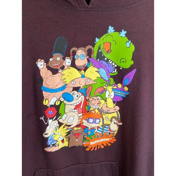 Nickelodeon Rugrats Unisex Burgundy Hooded Sweater Size XL - Picture 3 of 9